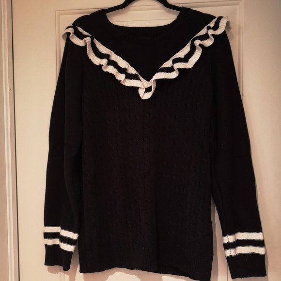 USED Tommy Hilfiger Women's Ruffled Cotton Sweater - Picture 1 of 3